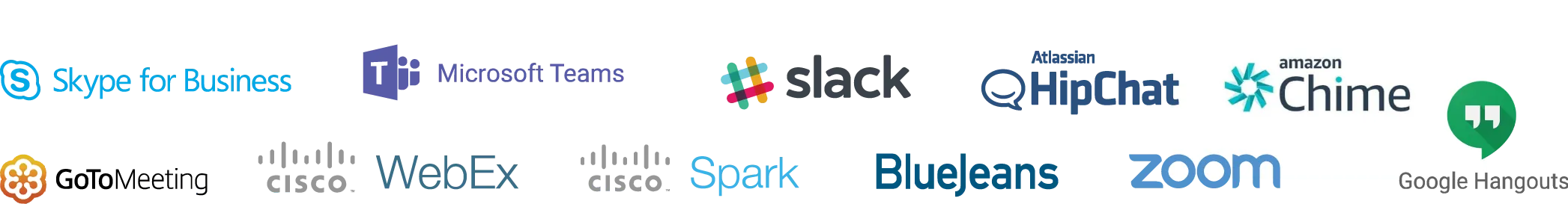 Skype for Business, WebEx, GoToMeeting, Zoom, Slack and other UC platforms